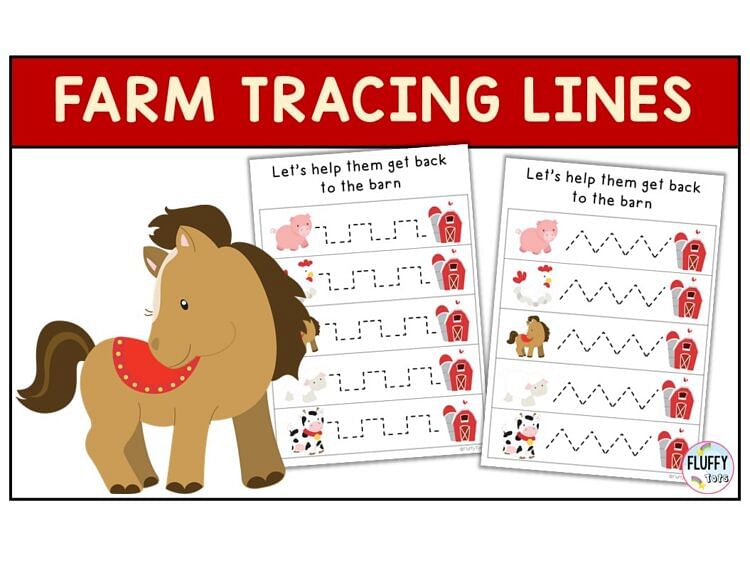 Exciting Farm Tracing Printables for Preschool and Toddler - FluffyTots