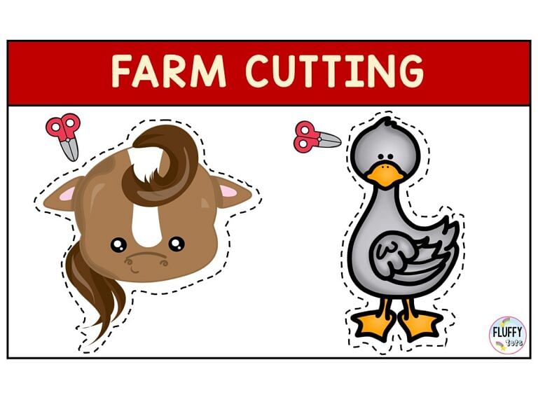 Farm Scissors Cutting Printable : FREE 2 Farm Animals