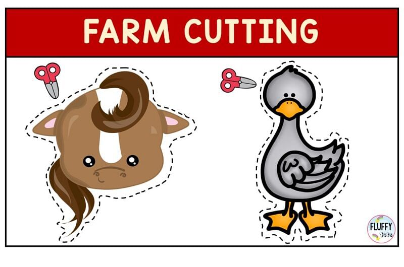 Farm Scissors Cutting Printable : FREE 2 Farm Animals 7