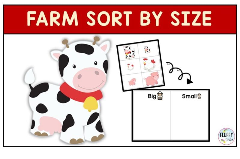 Farm Animals Printables Sort by Size Activities 6