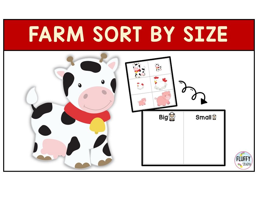 Farm Animals Printables Sort by Size Activities - FluffyTots