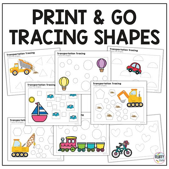 Transportation Tracing Lines Worksheets