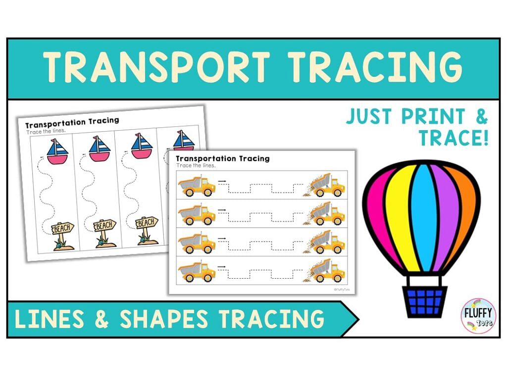 50+ Pages Exciting Transportation Tracing Lines Worksheets - FluffyTots