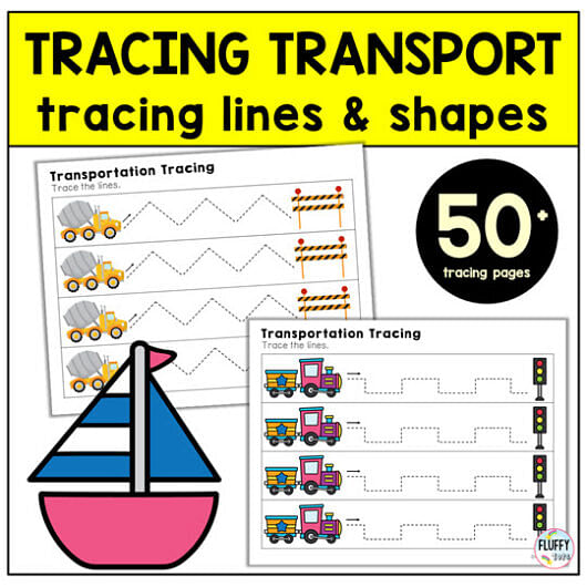 50+ Pages Exciting Transportation Tracing Lines Worksheets FluffyTots