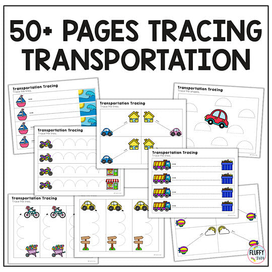 tracing lines transportation worksheets 