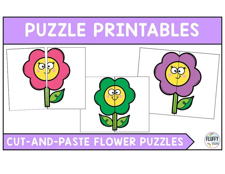 8 Adorable Flower Printable Puzzles for Kids