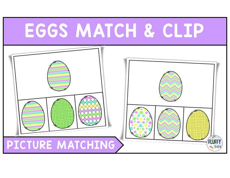 Easter Match The Egg and Clip Card : FREE 8 Clip Cards