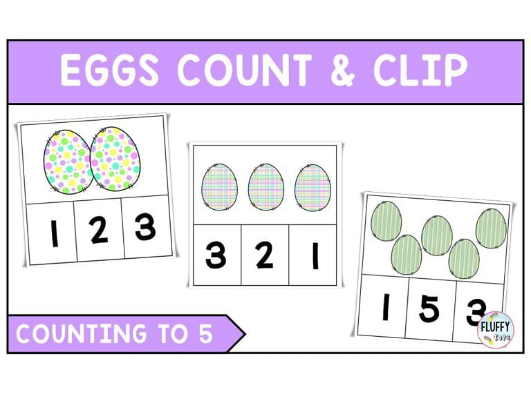 Easter Egg Printable Count and Clip Card for Preschoolers