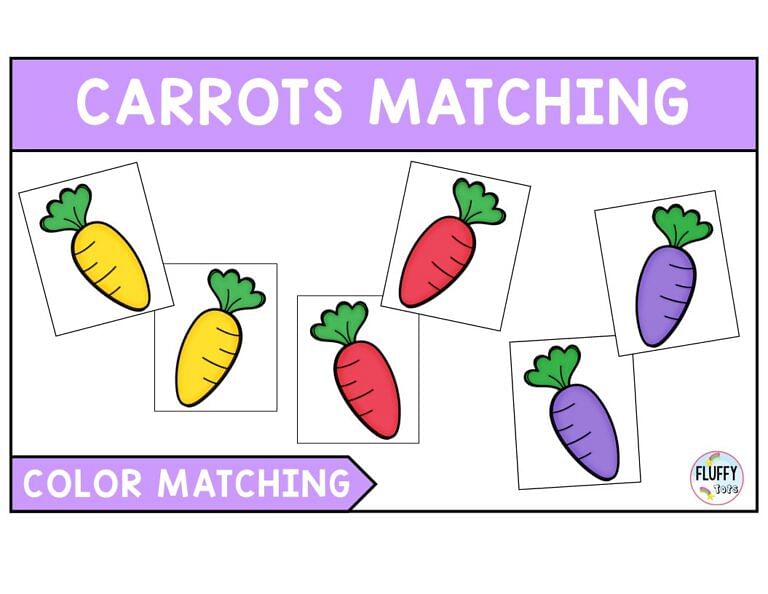 Easter Carrot Color Matching : FREE 12 Vibrant Colors for Toddlers