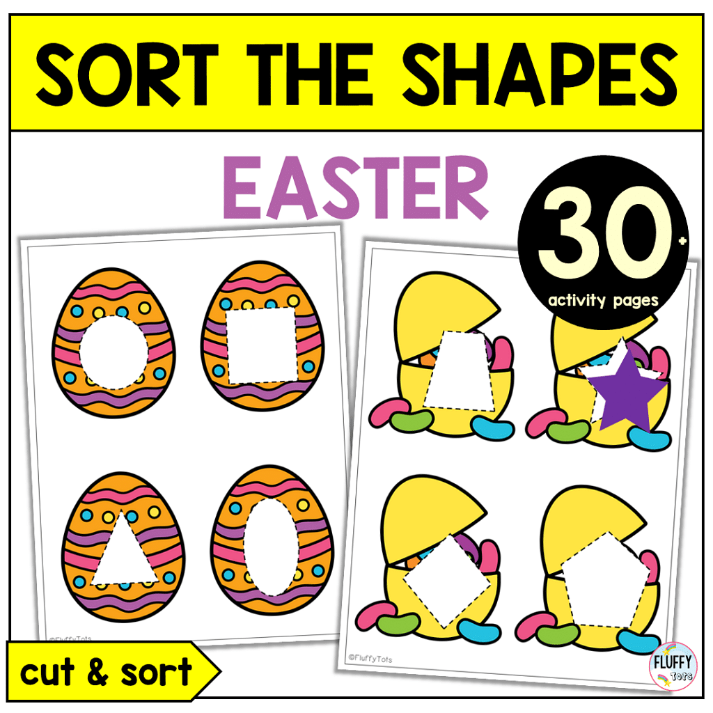 Fun Easter Printables Shape Sorting Activity with 8 Basic Shapes 9