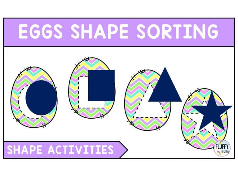 Fun Easter Printables Shape Sorting Activity with 8 Basic Shapes