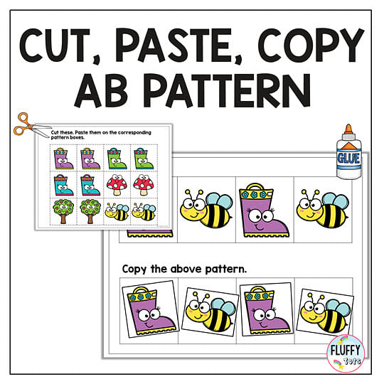 Spring AB pattern worksheets for preschool