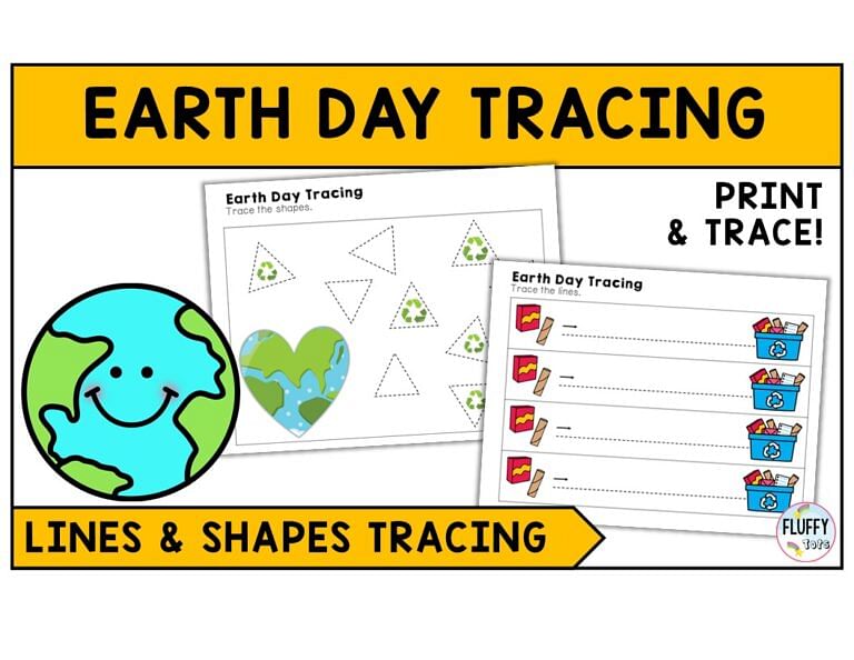 3 Exciting Earth Day Tracing Worksheets for Preschool and Kindergarten Kids