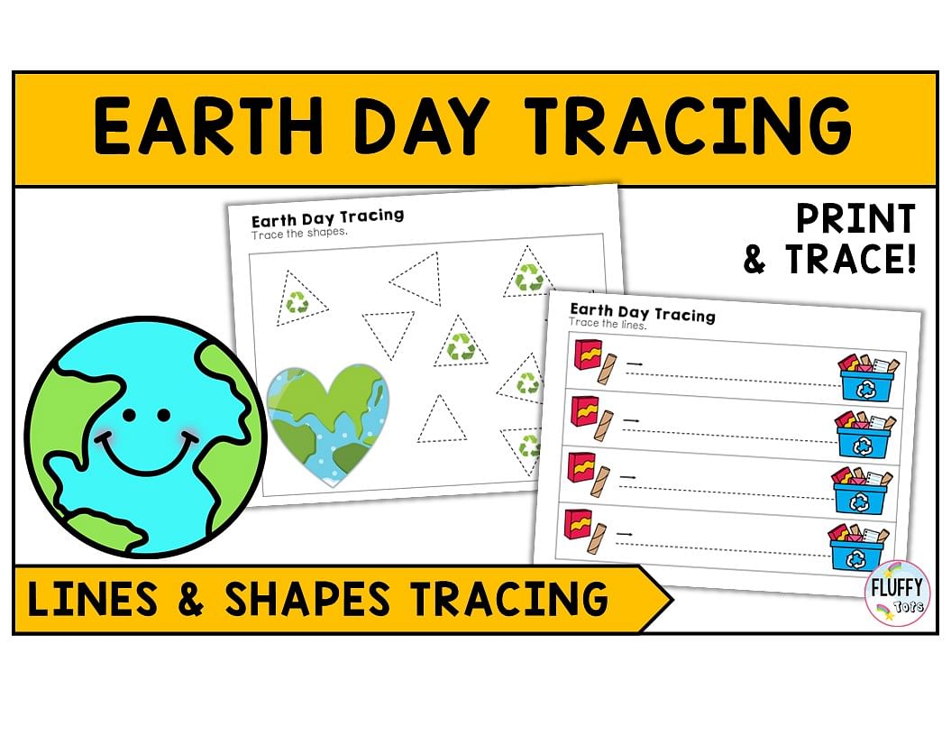 3 Exciting Earth Day Tracing Worksheets for Preschool and Kindergarten Kids 1