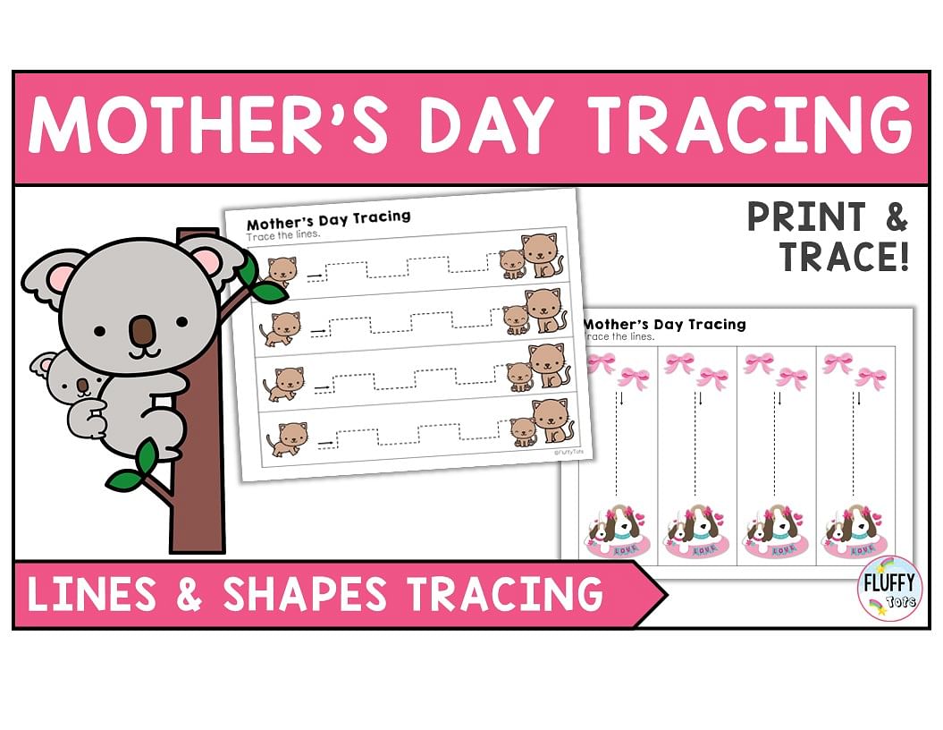Fun 3 Pages Mother's Day Tracing Pages Worksheets 1