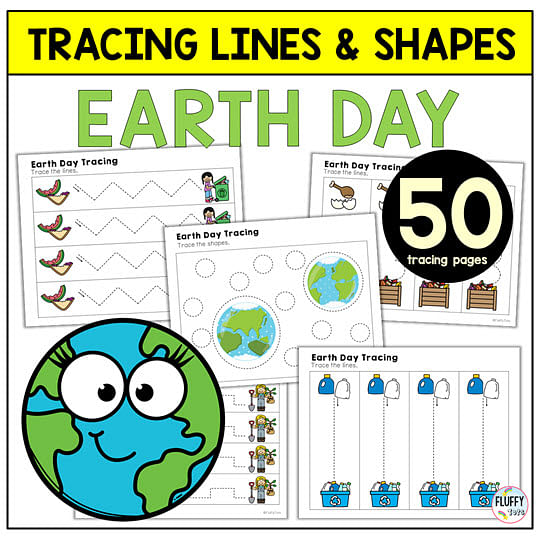 3 Exciting Earth Day Tracing Worksheets for Preschool and Kindergarten Kids 2