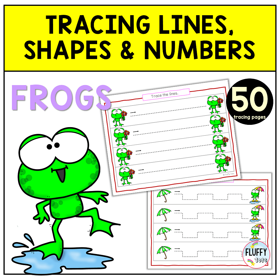Exciting Frog Tracing Line Worksheets for Toddler and Preschool Kids 3
