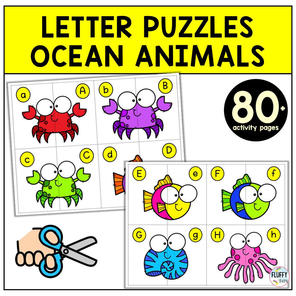 Cute 26 Ocean Animals Letter Matching Puzzle for Preschool 1