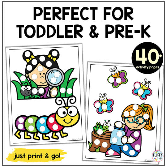 Quick 40+ Pages Bugs Dot Printables for Toddler and Preschool Kids -  FluffyTots