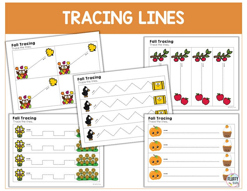 fall tracing worksheets
