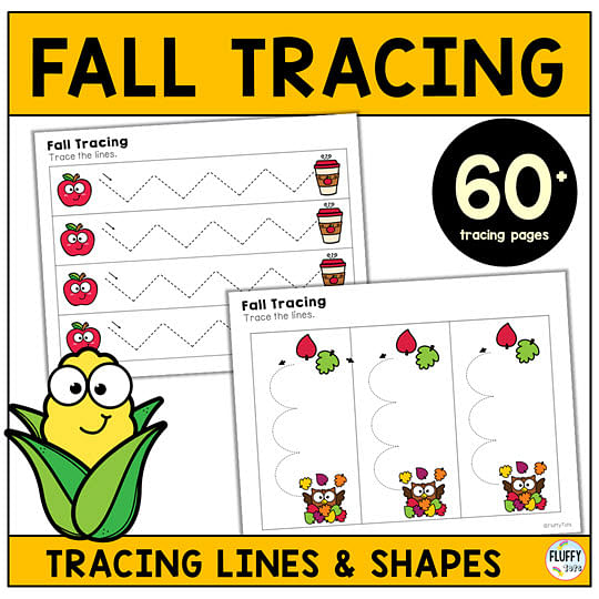 Fall Pre-Writing Tracing Pack : FREE 9 Pages of Pre-Writing Tracing 5