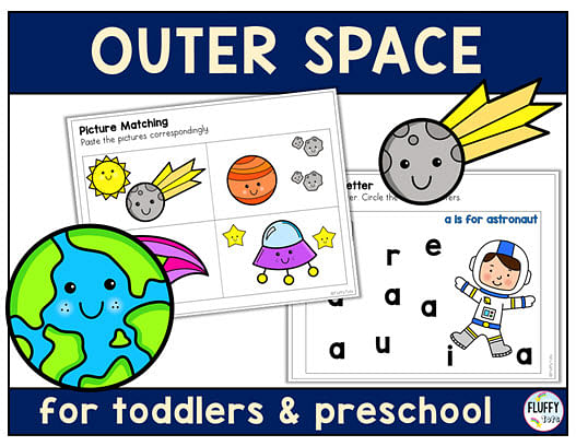 90+ Fun Pages of Outer Space Printables for Toddler and Preschool Kids 1