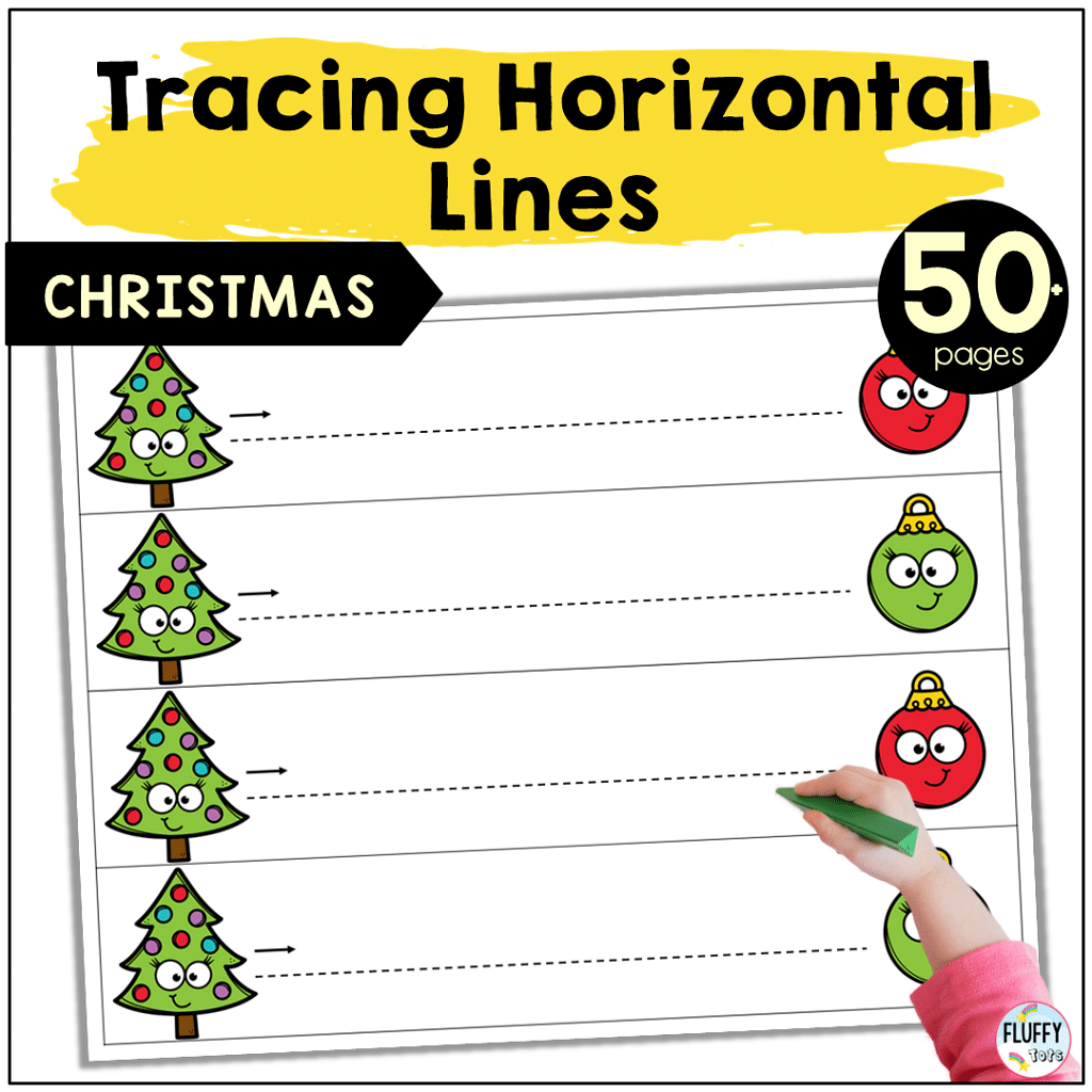 50+ Pages of Fun Christmas Tracing Horizontal Lines Prewriting Worksheets 2