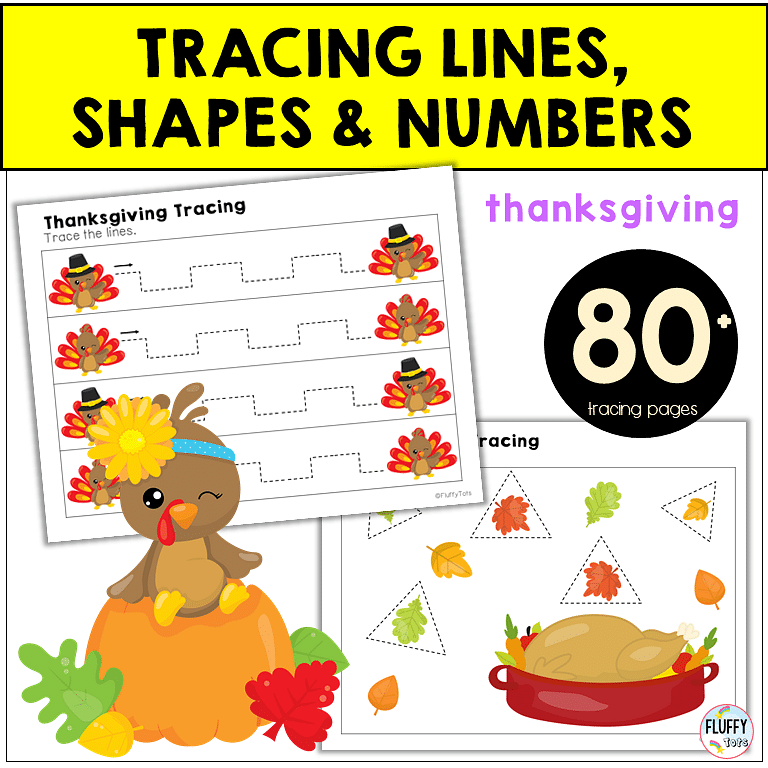 50+ Pages Fun Thanksgiving Tracing Printables for Your Kids 5