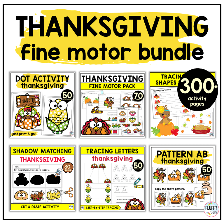 7 Thanksgiving Fine Motor Printables Activities for Toddlers & Preschool Kids 1