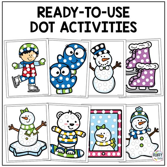 Fun Winter Dot Printables for Toddlers and Preschool Kids - FluffyTots