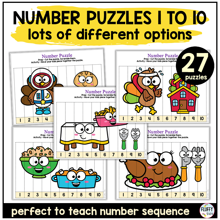 50+ Fun Thanksgiving Number Puzzles 1-20 for Preschool and Kindergarten Kids 29