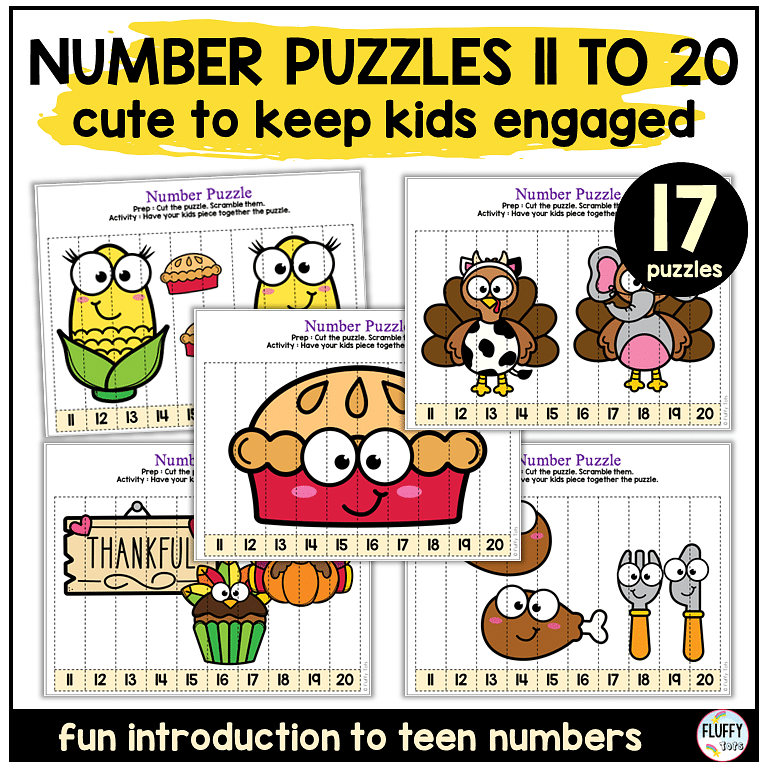 50+ Fun Thanksgiving Number Puzzles 1-20 for Preschool and Kindergarten Kids 4