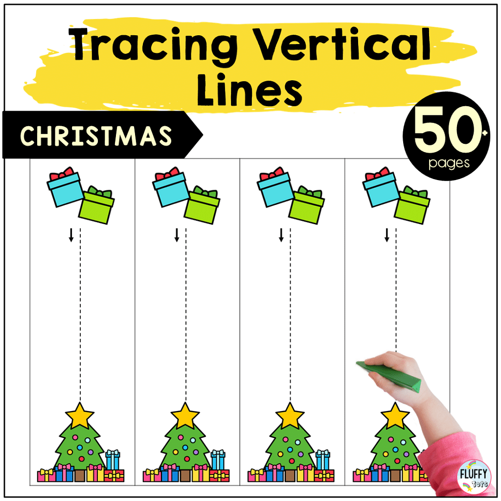 50+ Pages of Fun Christmas Pre-Writing Tracing Vertical Lines 3
