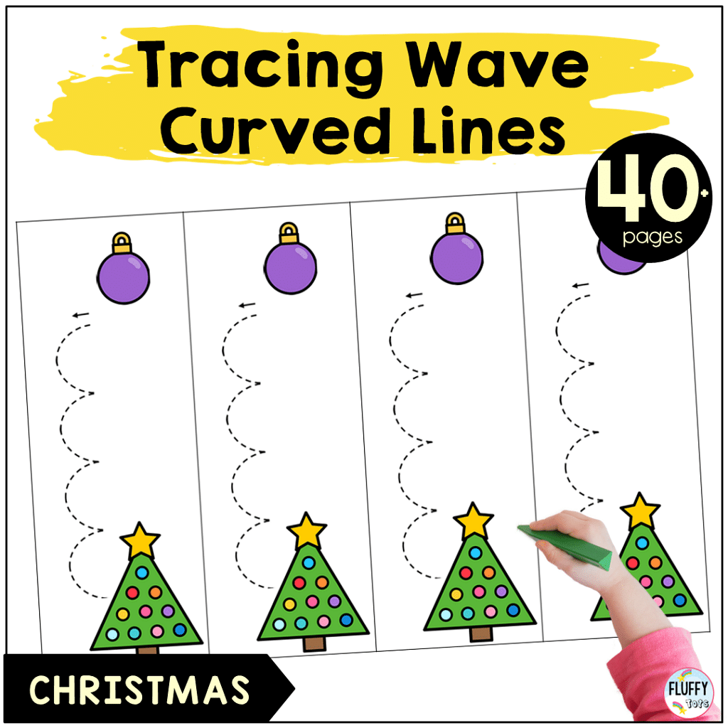 40+ Fun Pages of Christmas Wave Curve Lines Tracing Pre-writing Worksheets 6