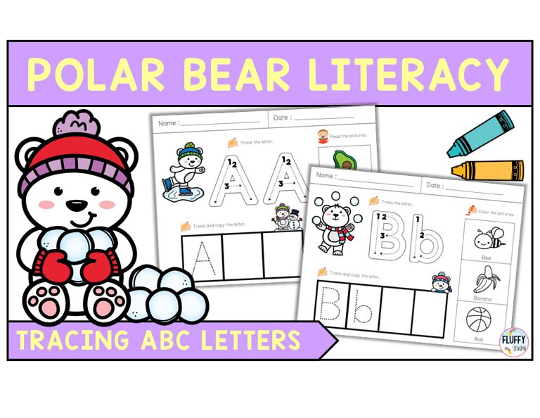 78 Pages of Fun Polar Bear Tracing Letters Preschool Activities