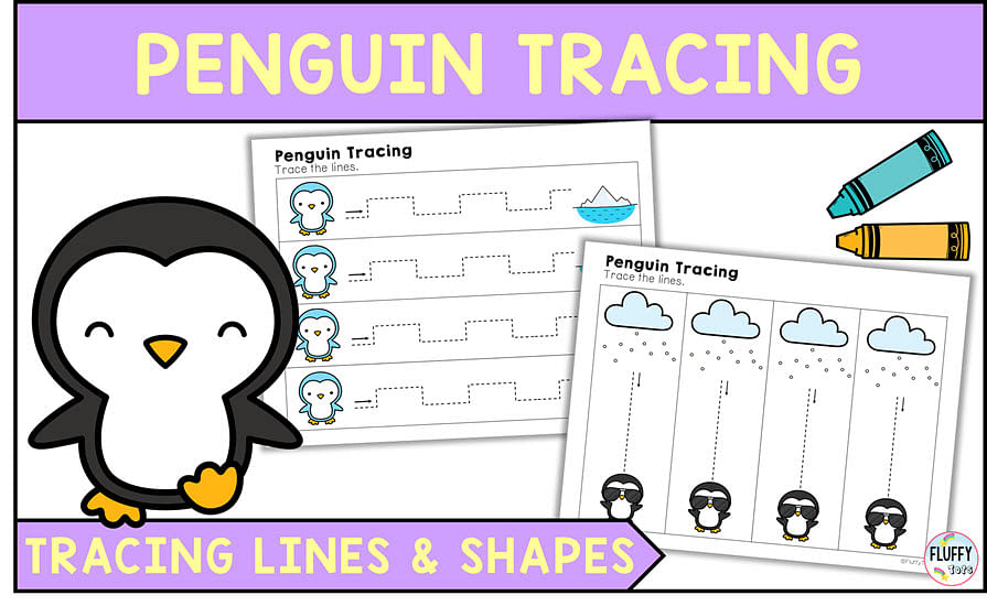 Use this penguin theme preschool tracing packet to get your kids excited with their pre-writing tracing practice