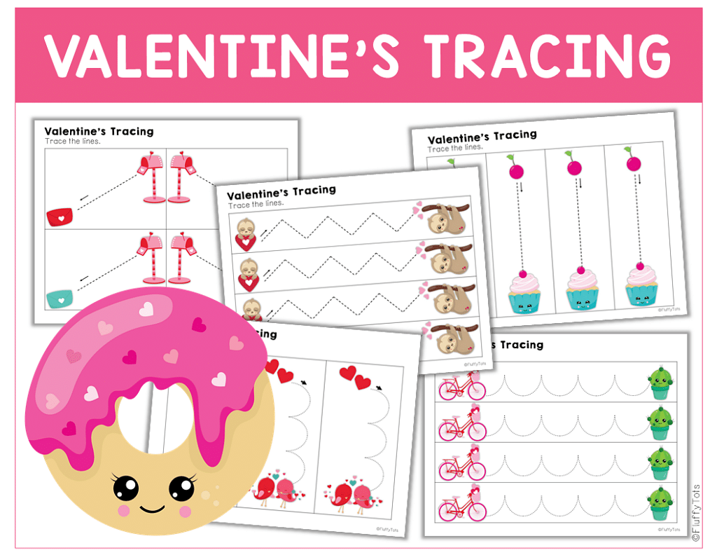 Valentine's Day Tracing Worksheets for kids