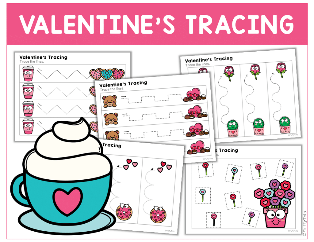 Preschool Valentine's Day Tracing Worksheets