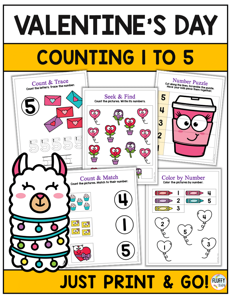 Valentine's Day Preschool Math Worksheets