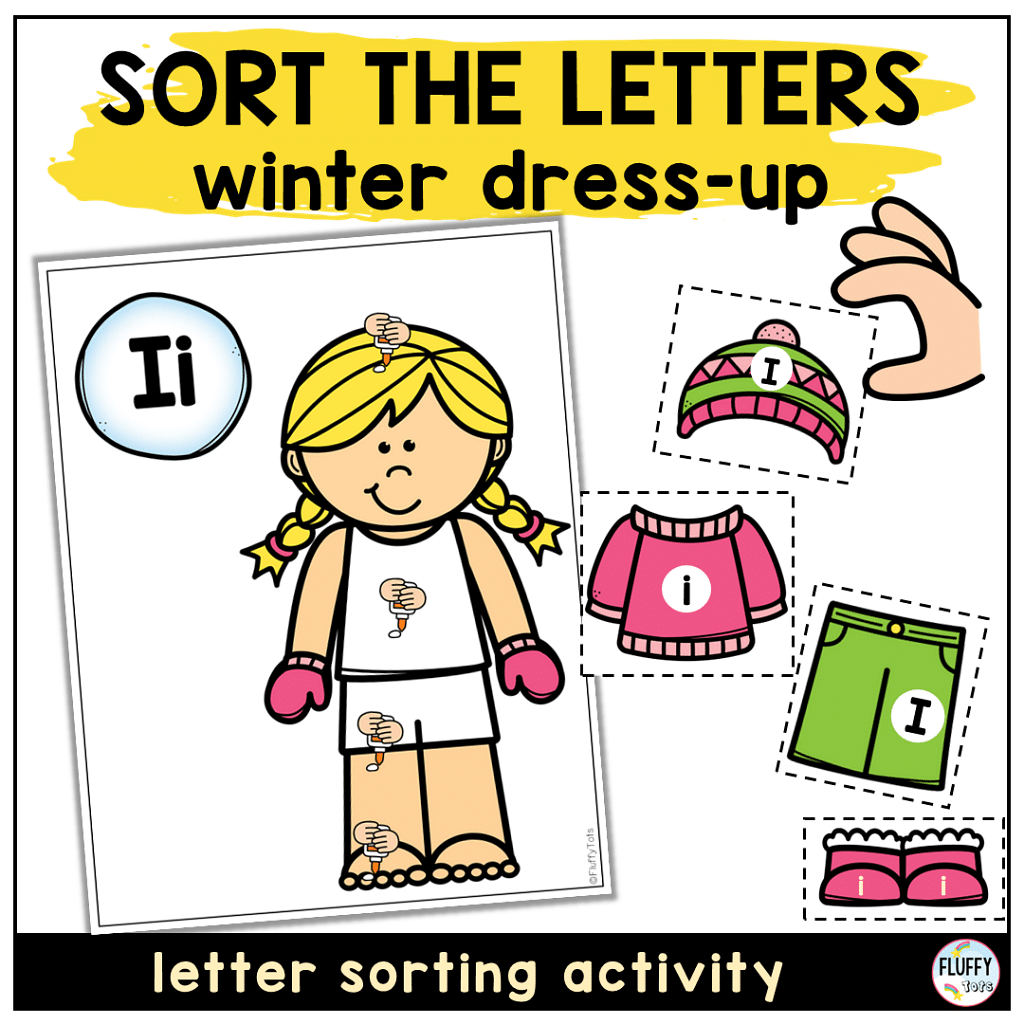Fun Dress-Up Winter Letter Sorting for Literacy Activities 11