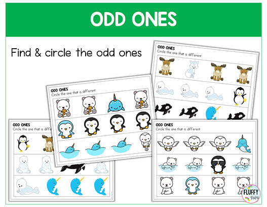 8 Fun Math & Letter Arctic Animals Preschool Printables - FluffyTots