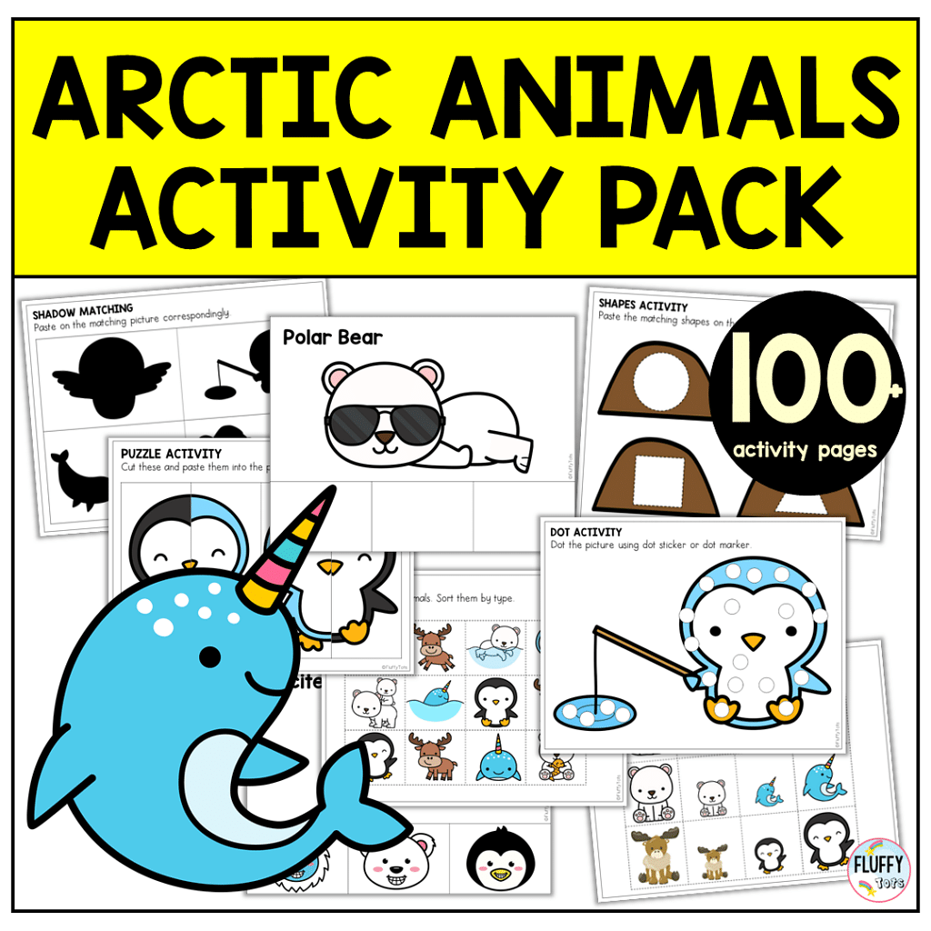 8 Fun Math & Letter Arctic Animals Preschool Printables 3