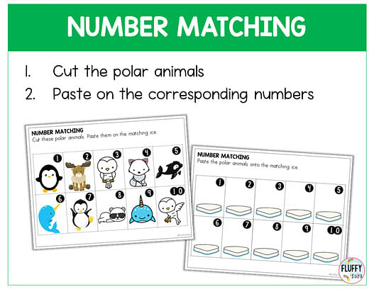 arctic animals preschool number matching activities