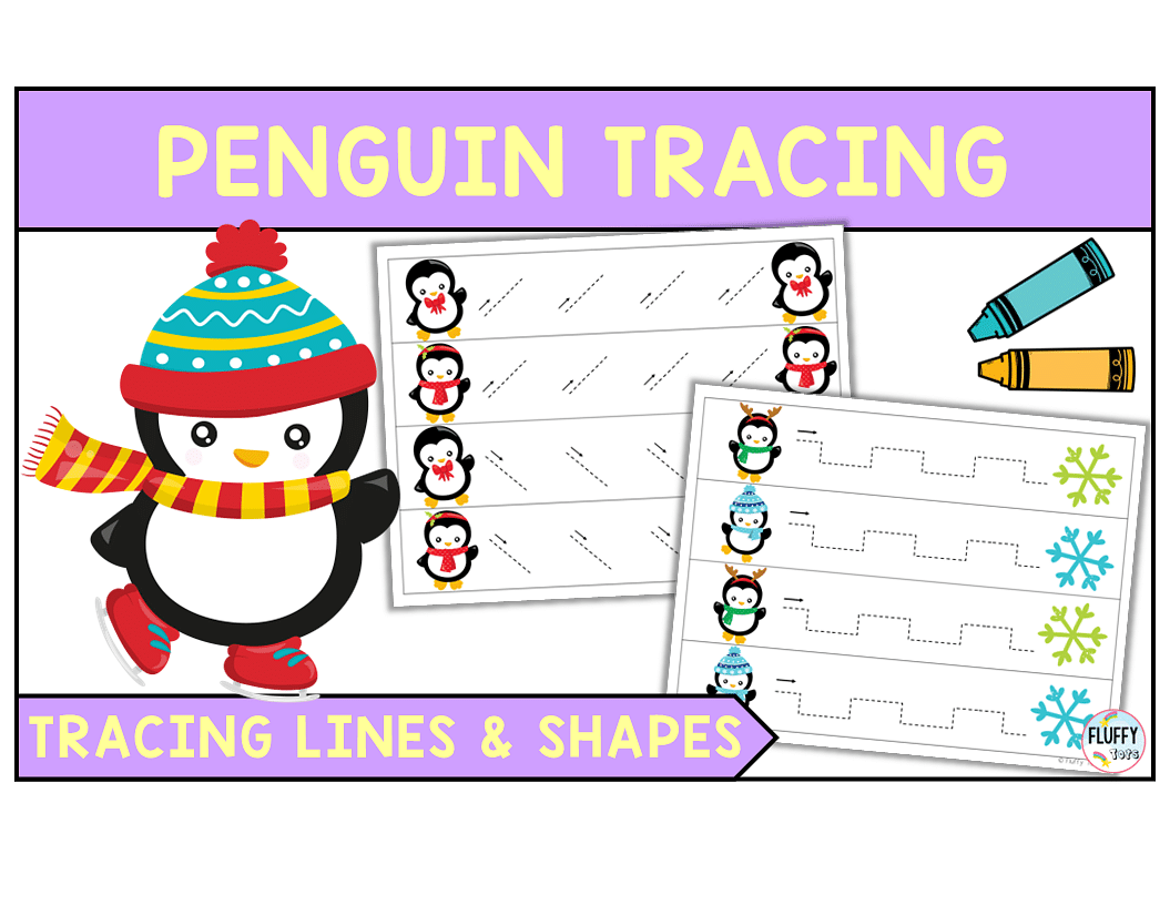 Fun Penguin Tracing Lines and Shapes for Preschool Activities 1
