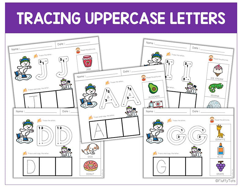 Perfect for your winter literacy activity, this Polar Bear tracing letters preschool will make letter activity more fun