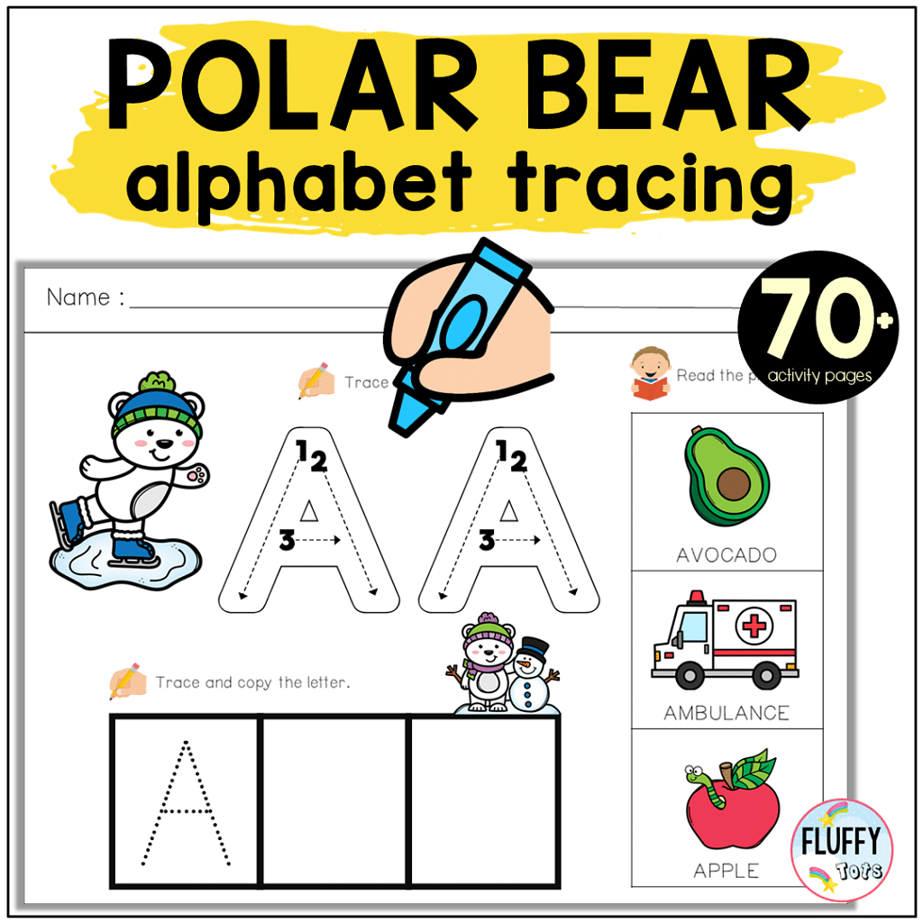 78 Pages of Fun Polar Bear Tracing Letters Preschool Activities 16