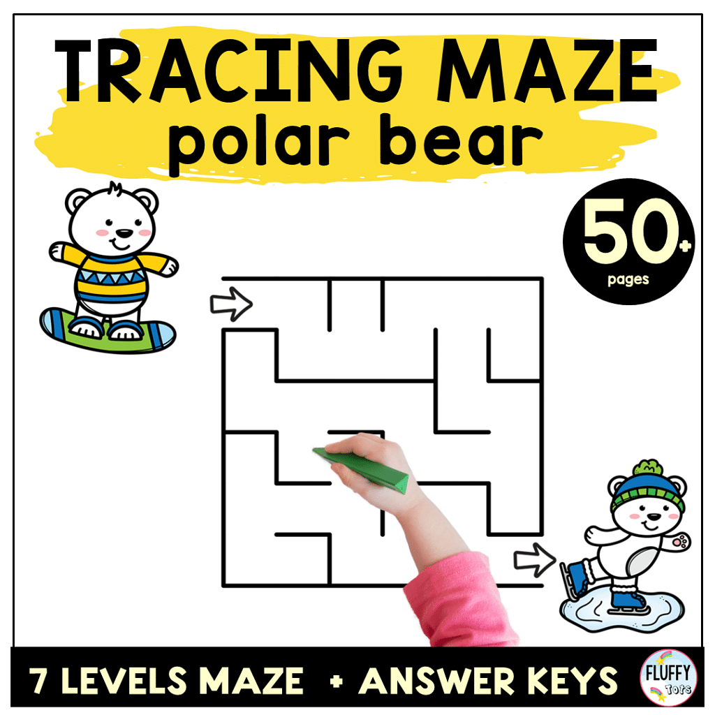 This polar bear preschool tracing maze make pre-writing practice more fun and exciting