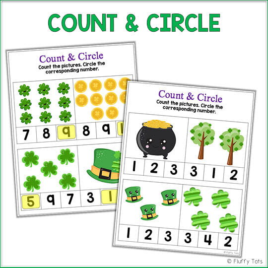 St Patrick's Day counting to 10 math activities