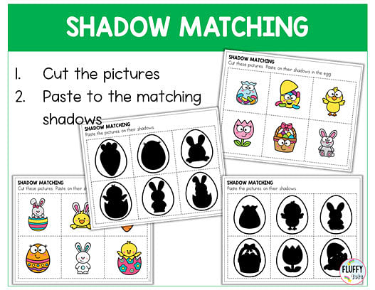 Easter shadow matching printable activities