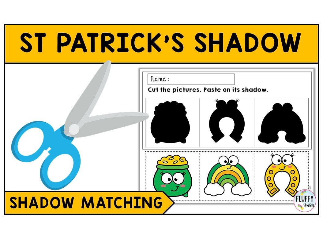 Cut-and-Paste St Patrick's Day Shadow Matching Fine Motor Activities 1
